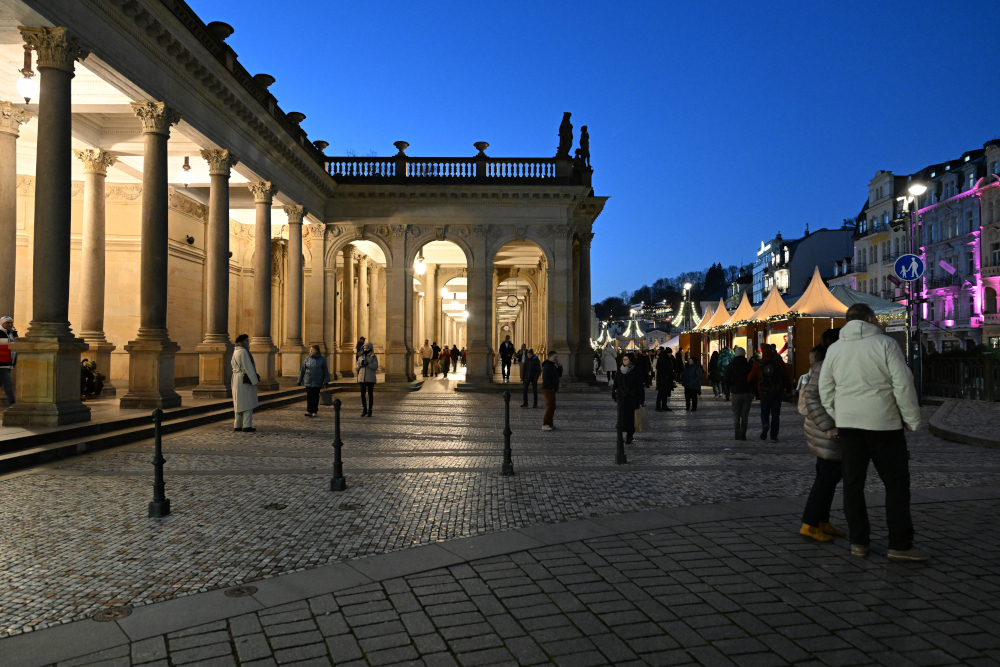 Christmass market at promenade in Karlovy Vary