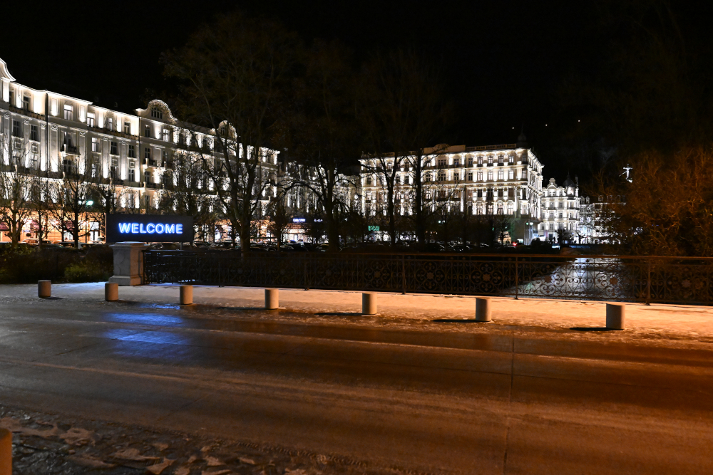 Grand Hotel Pupp at night, Carlsbad, Czech republic