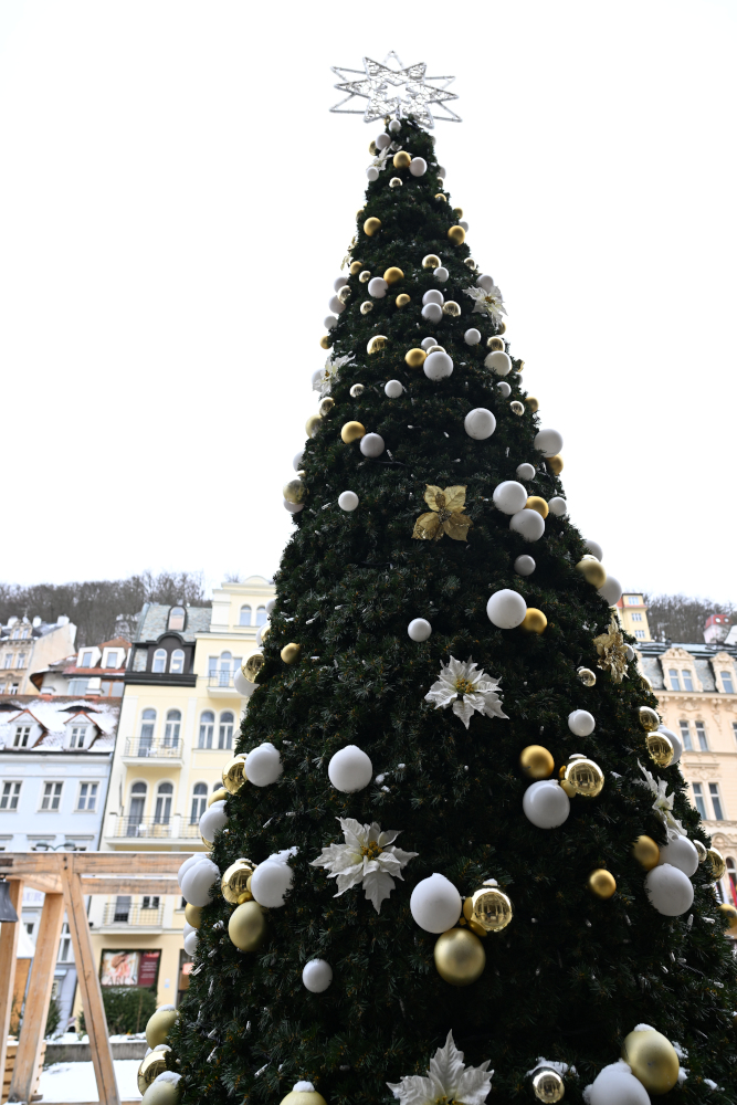 Christmass ree in promenade Karlovy Vary.