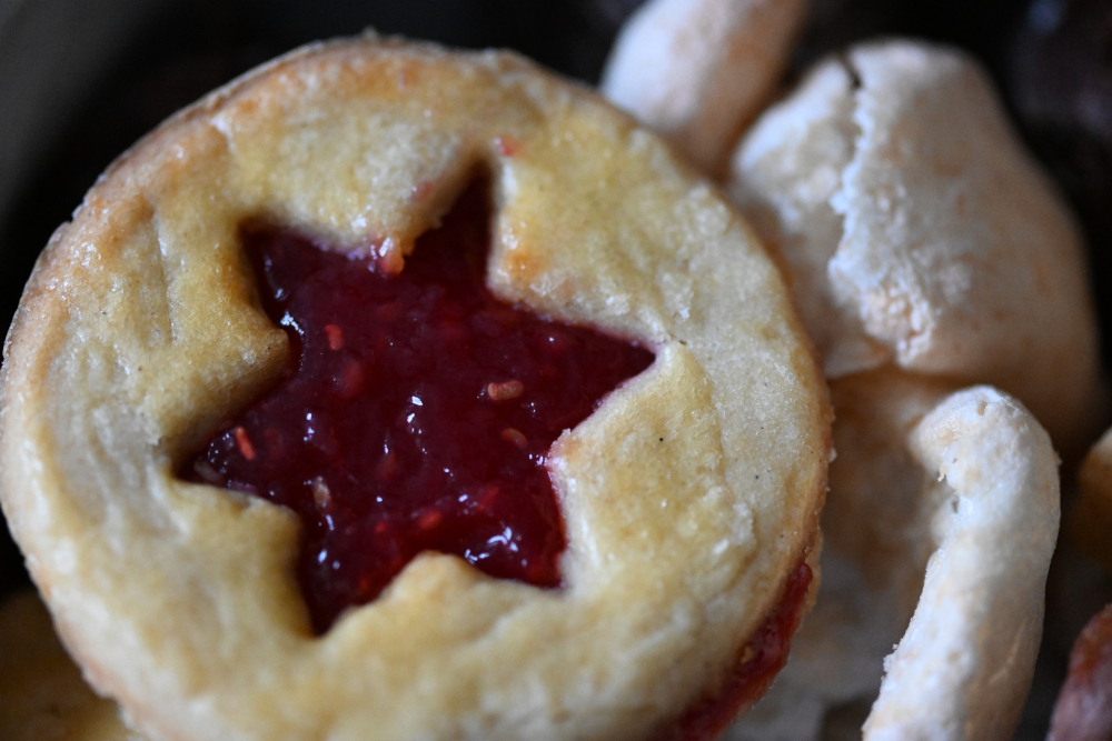 Detail of Christmas cookies.