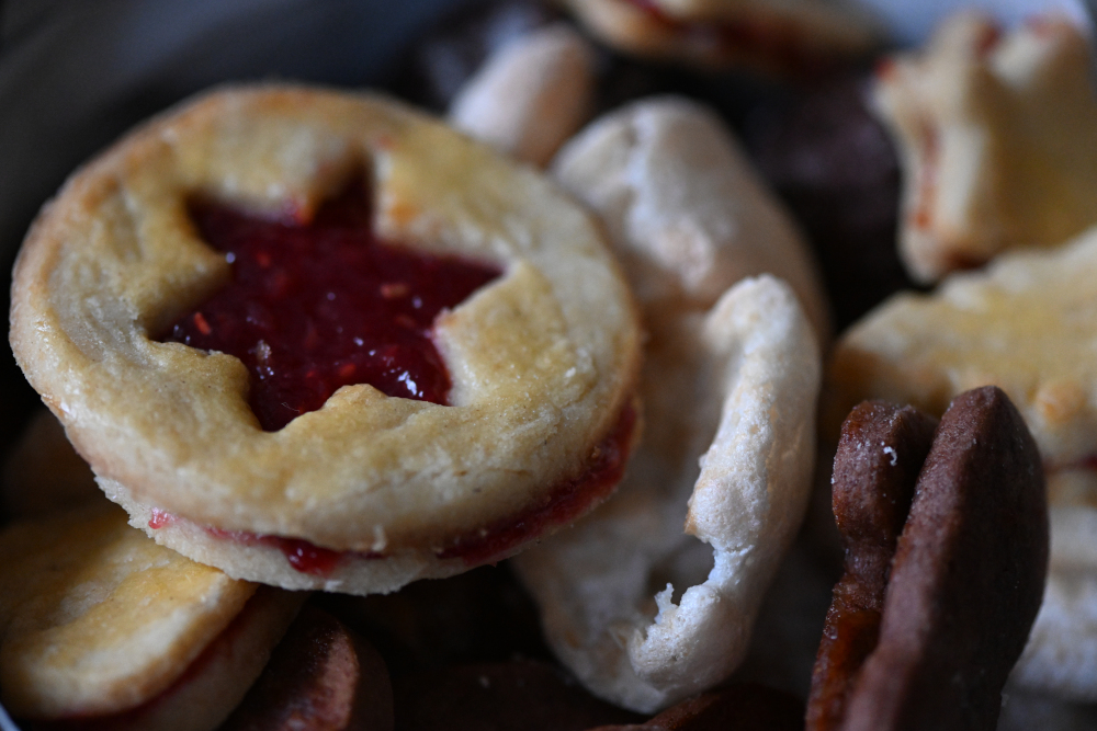 Detail of Christmas cookies.